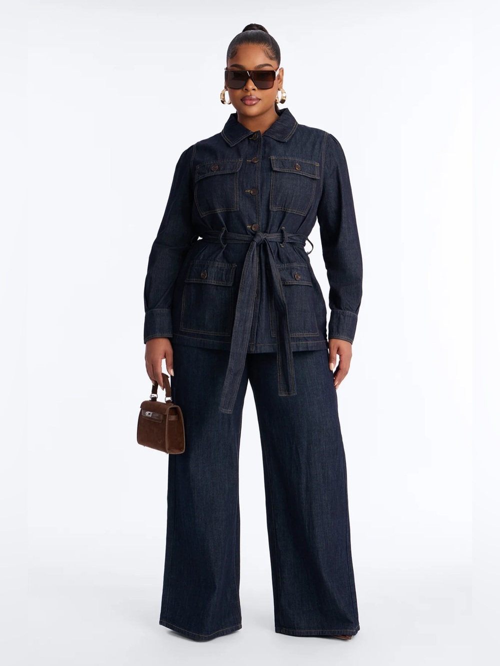 Fashion Nova Patricia Puff Sleeve Denim Pant Set (NWT) - Picture 4 of 7